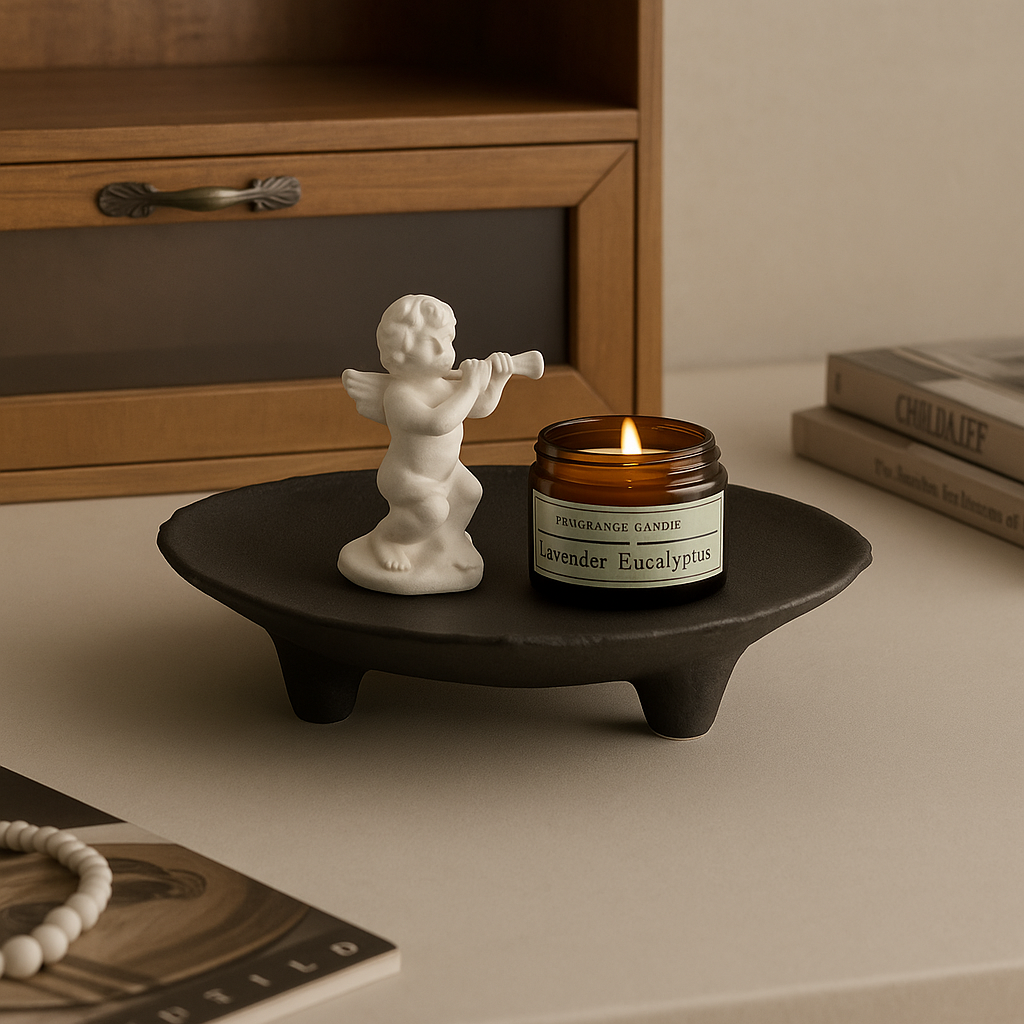 Creative Three-Legged Ceramic Jewelry Tray – Multifunctional Oval Accessory Dish