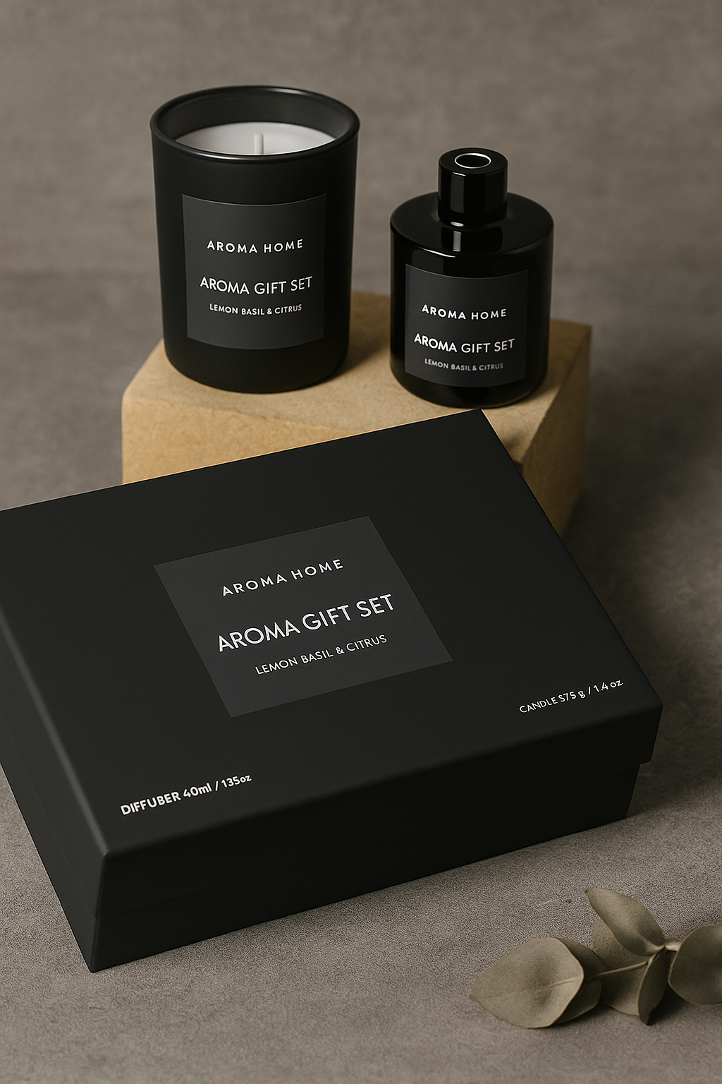 Aromatherapy Gift Box Set – Rattan Candle & Oil Diffuser