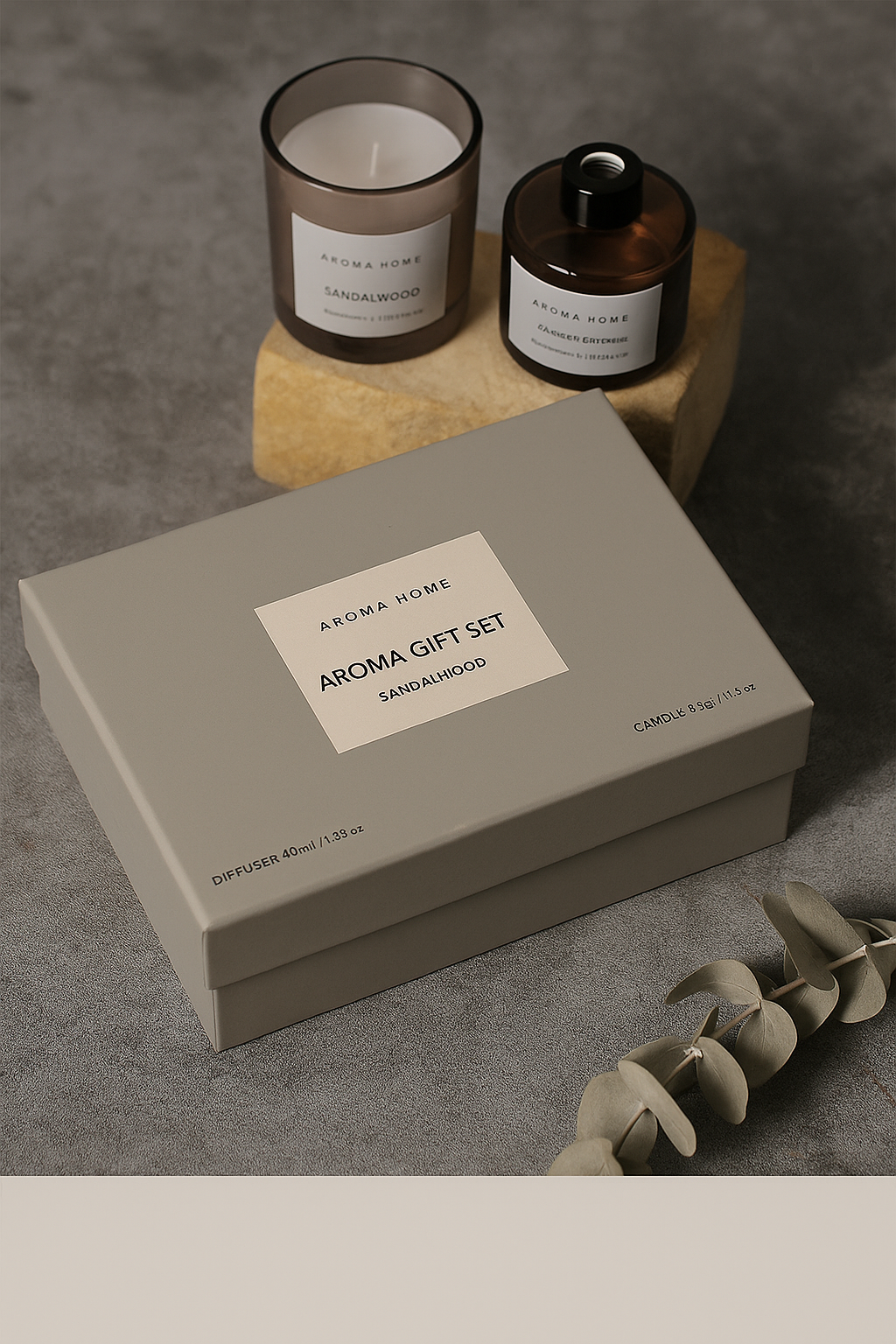Aromatherapy Gift Box Set – Rattan Candle & Oil Diffuser