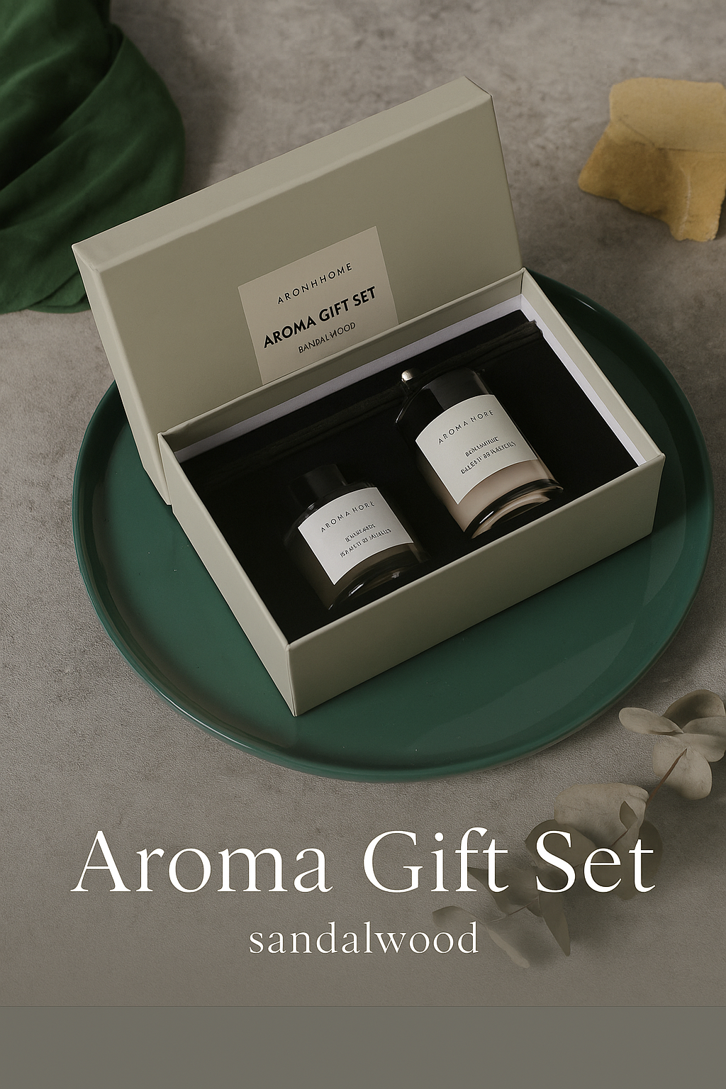 Aromatherapy Gift Box Set – Rattan Candle & Oil Diffuser