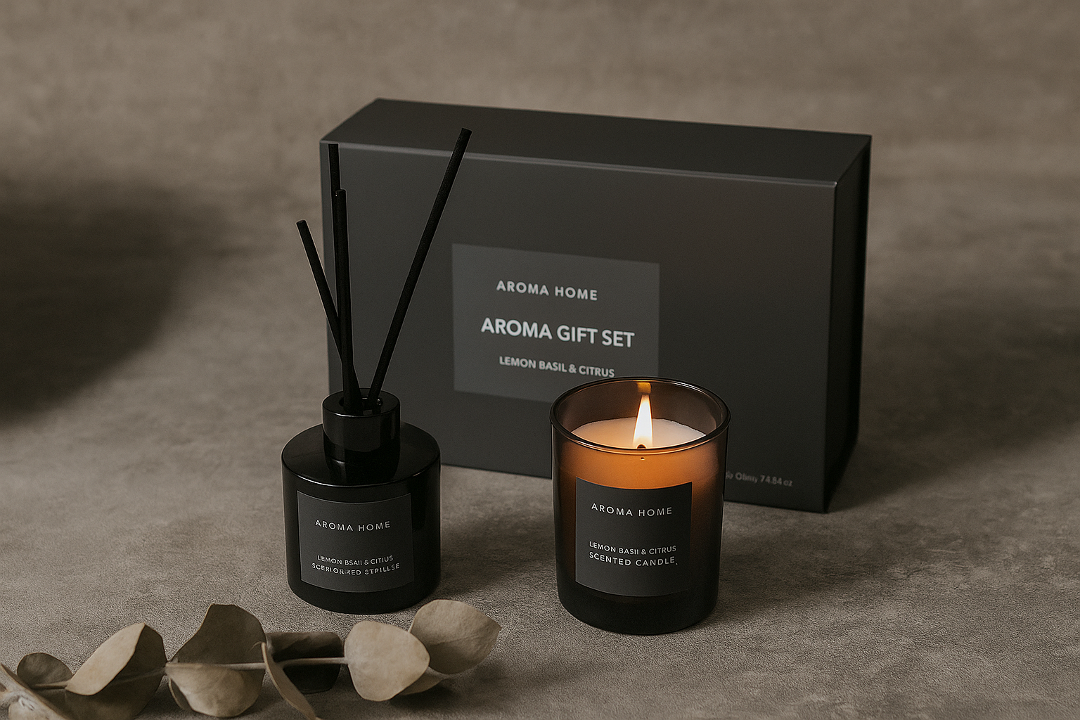 Aromatherapy Gift Box Set – Rattan Candle & Oil Diffuser