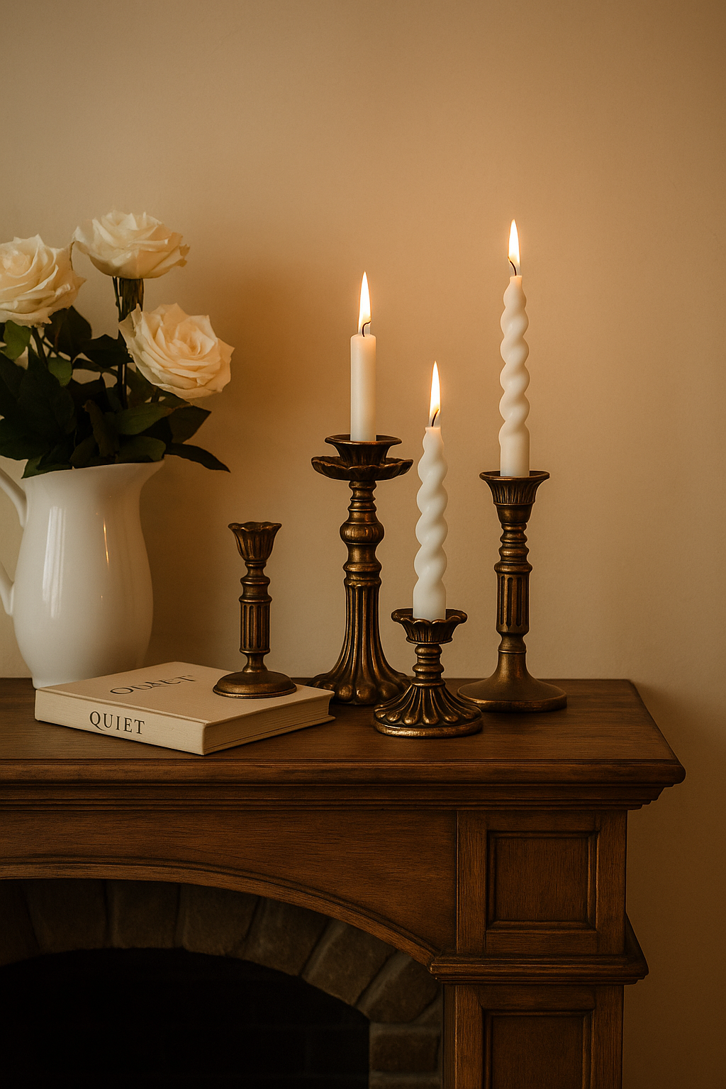 Vintage Resin Taper Candlestick Holder – Antique Bronze Wedding Décor