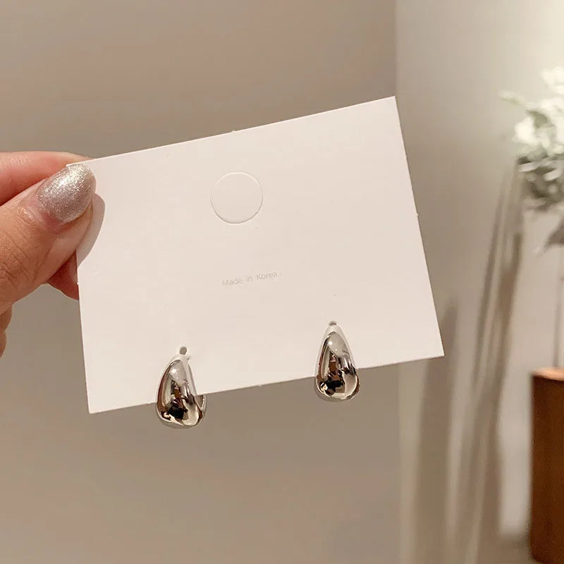 Silver Teardrop Stud Earrings – 2-in-1 Cute & Minimalist Design