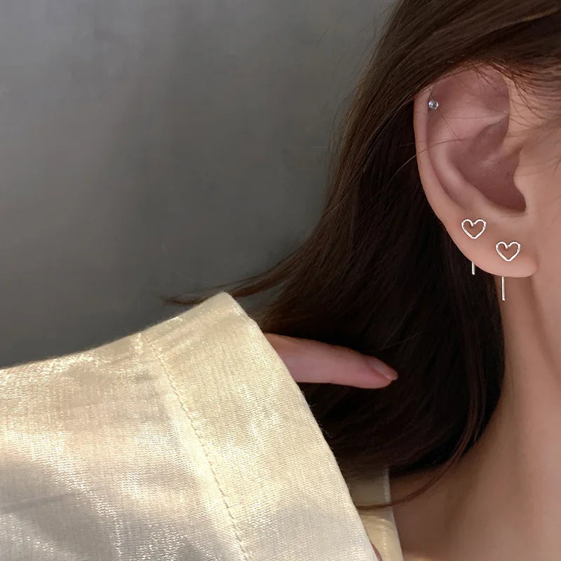 Silver Teardrop Stud Earrings – 2-in-1 Cute & Minimalist Design