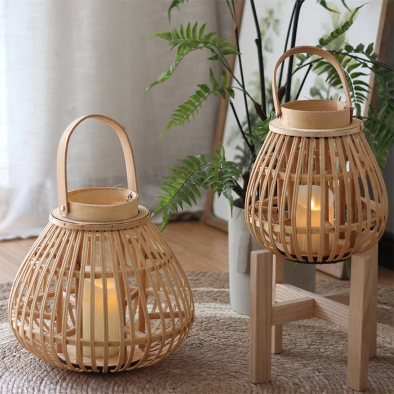 Bamboo Lantern Pendant Light – Vintage Natural Decor