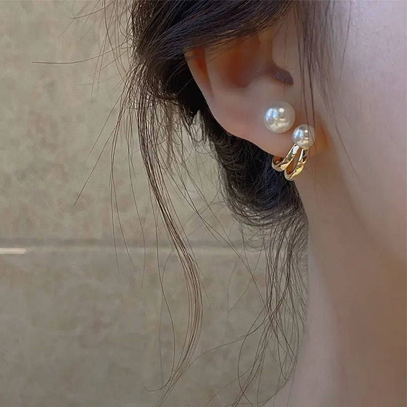 Silver Teardrop Stud Earrings – 2-in-1 Cute & Minimalist Design