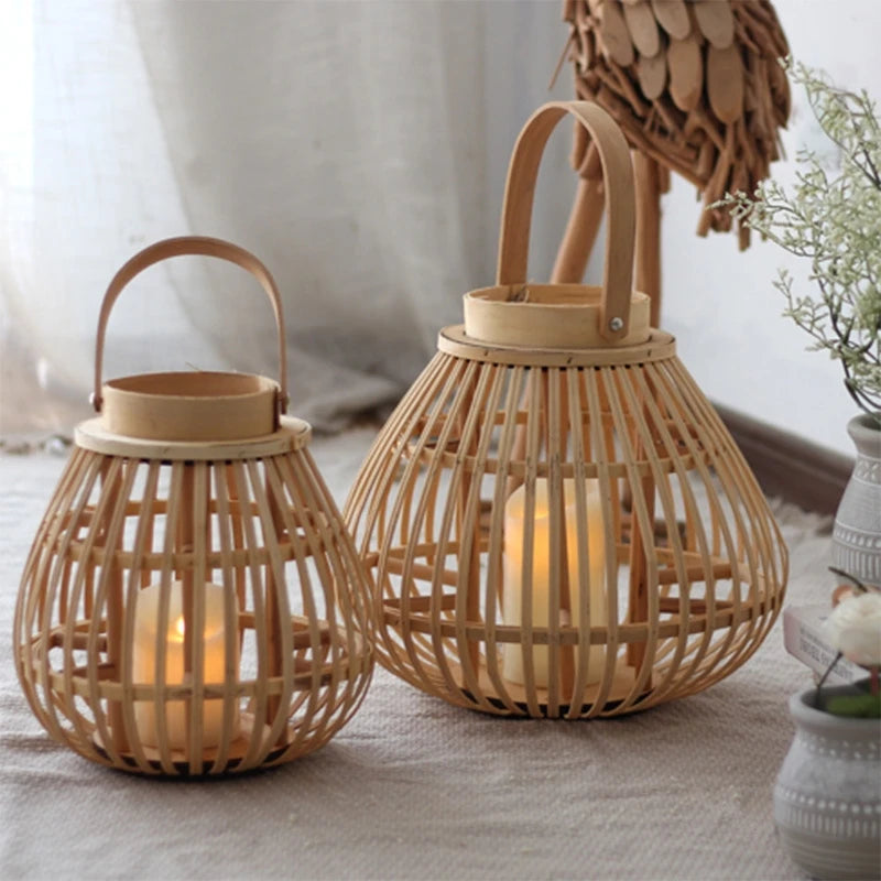 Bamboo Lantern Pendant Light – Vintage Natural Decor