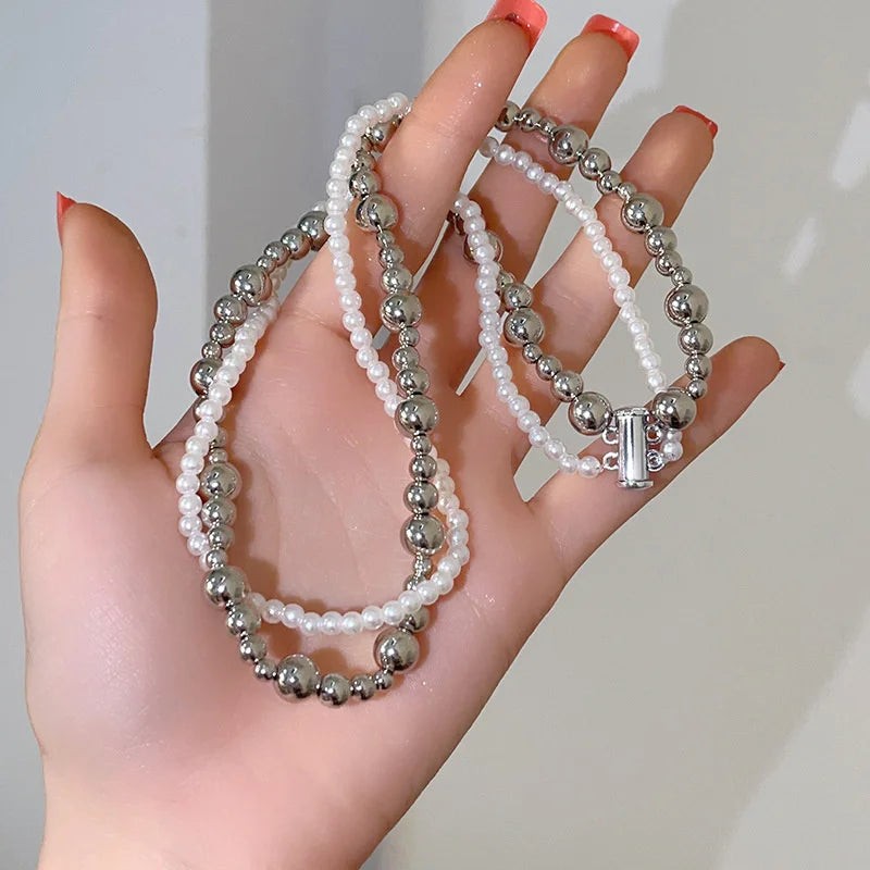 Pearl Choker – Double-Strand Necklace with Magnetic Clasp