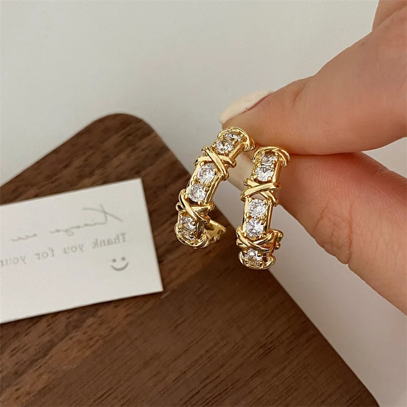 Vintage Zircon Cross Earrings