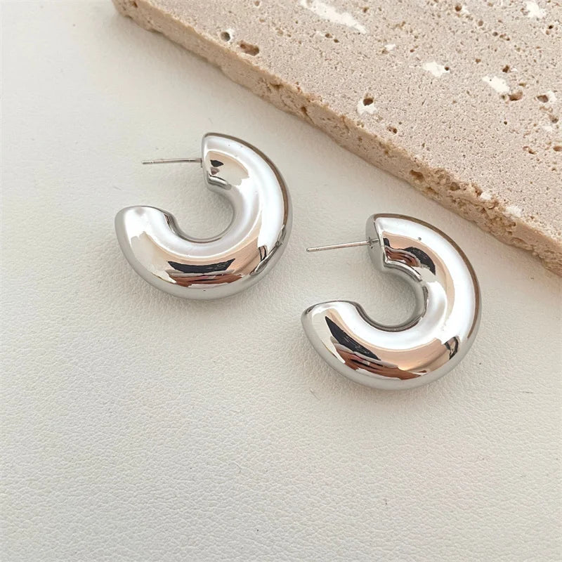 Gold Chunky Dome Drop Earrings – Bold Teardrop Statement Jewelry for Women