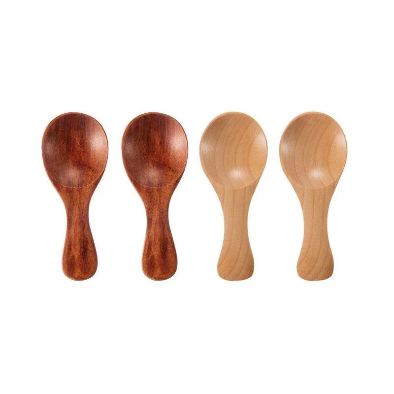 4pc Mini Wooden Spice Spoons – Condiment & Tea Scoops
