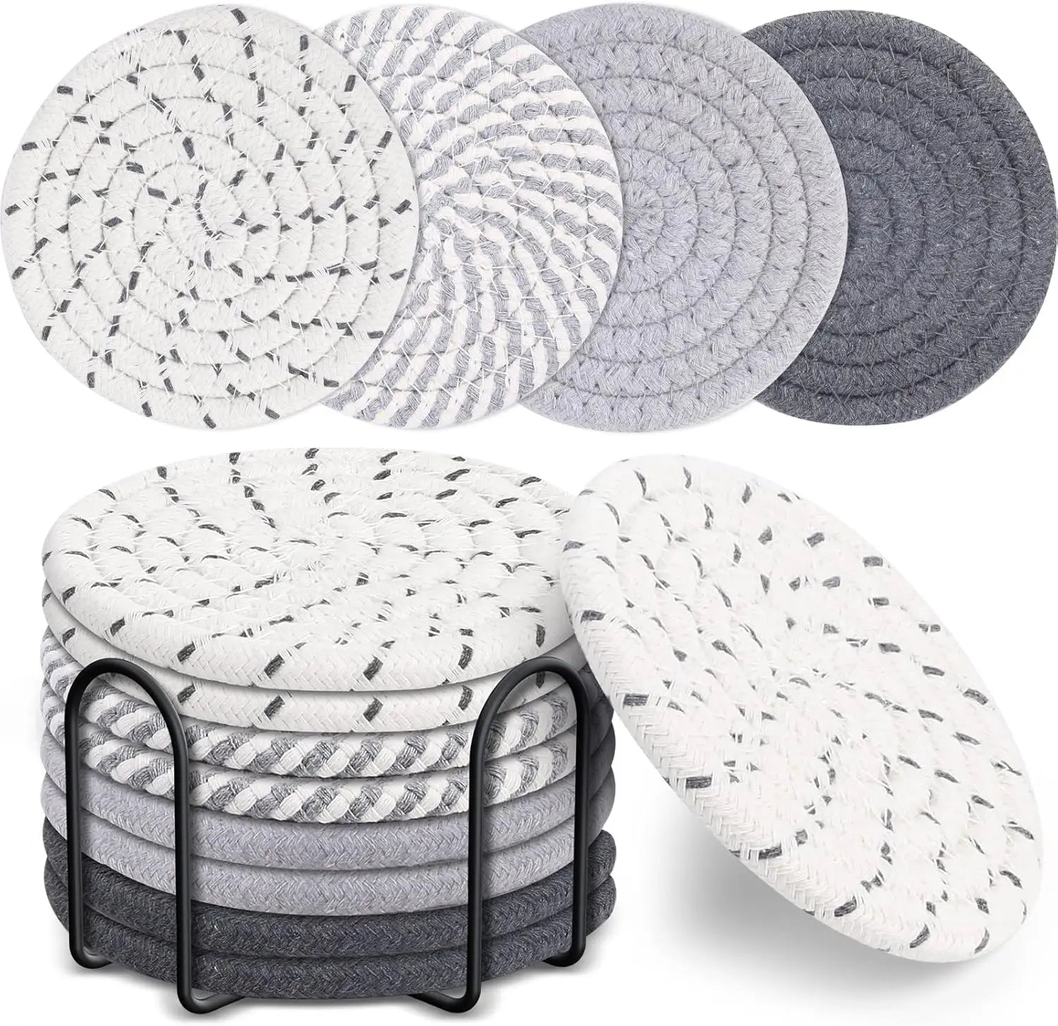 8-Piece Boho Cotton Drink Coasters – With or Without Holder