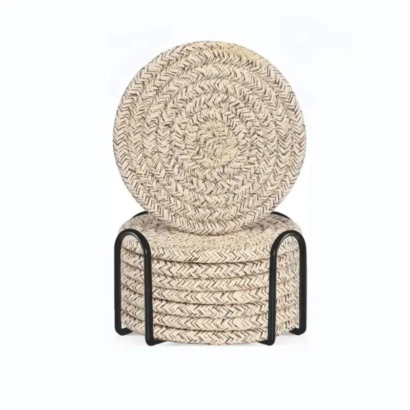 8-Piece Boho Cotton Drink Coasters – With or Without Holder