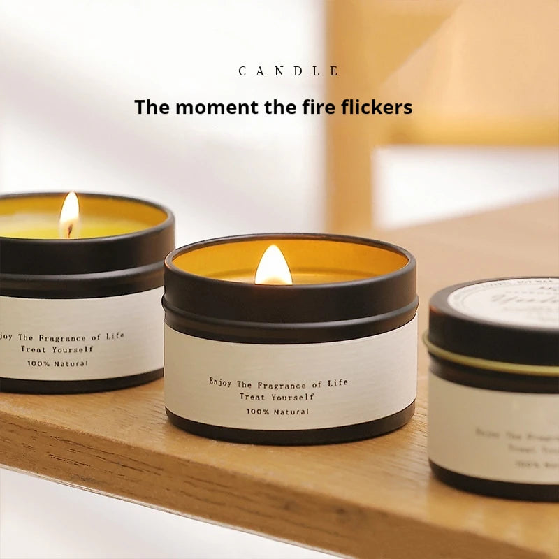 Black Tin Scented Candle – Wooden Wick & Citronella