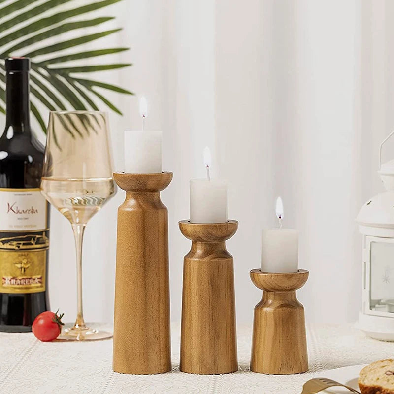 Vintage Wooden Candle Holders, Dining Tables, Weddings