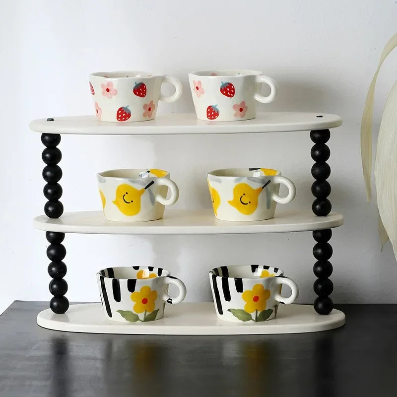 300ml Hand-Pinched Ceramic Mug – Hand-Drawn Floral Design