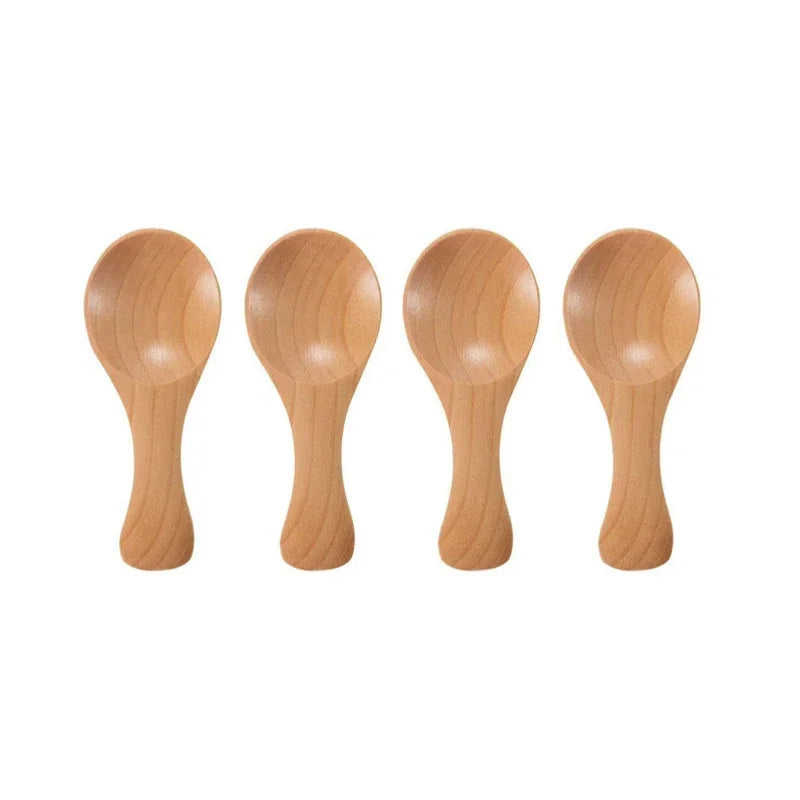 4pc Mini Wooden Spice Spoons – Condiment & Tea Scoops