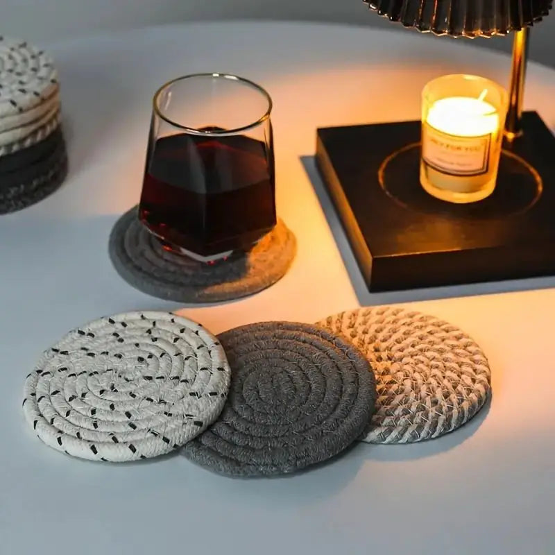 8-Piece Boho Cotton Drink Coasters – With or Without Holder