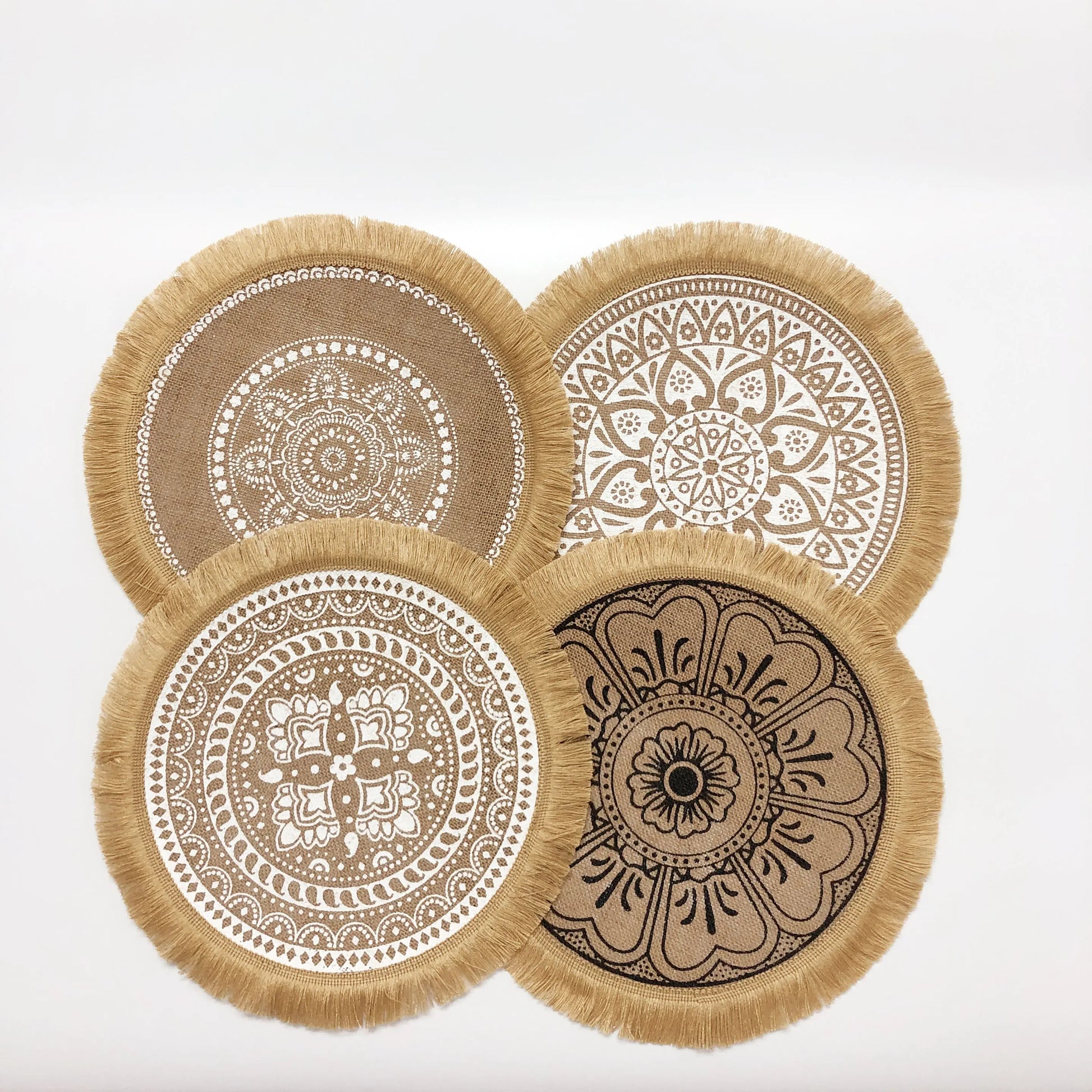Boho Jute Placemats – 4- or 6-Piece Vintage Woven Table & Wall Mats