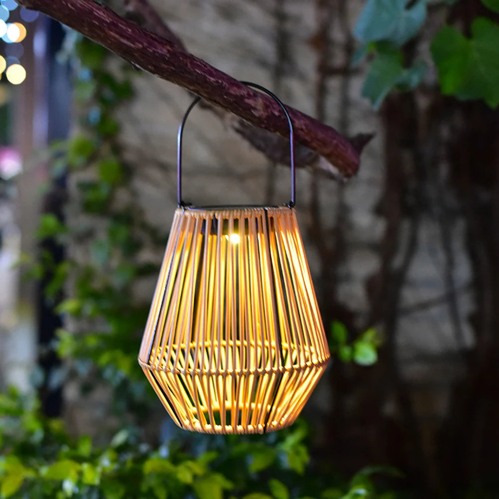 Large Rattan Solar Lantern Waterproof