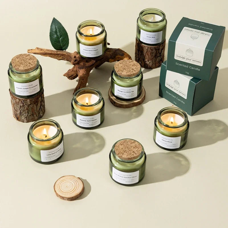 Green Soybean Wax Aromatherapy Candle – Smokeless Glass Cup