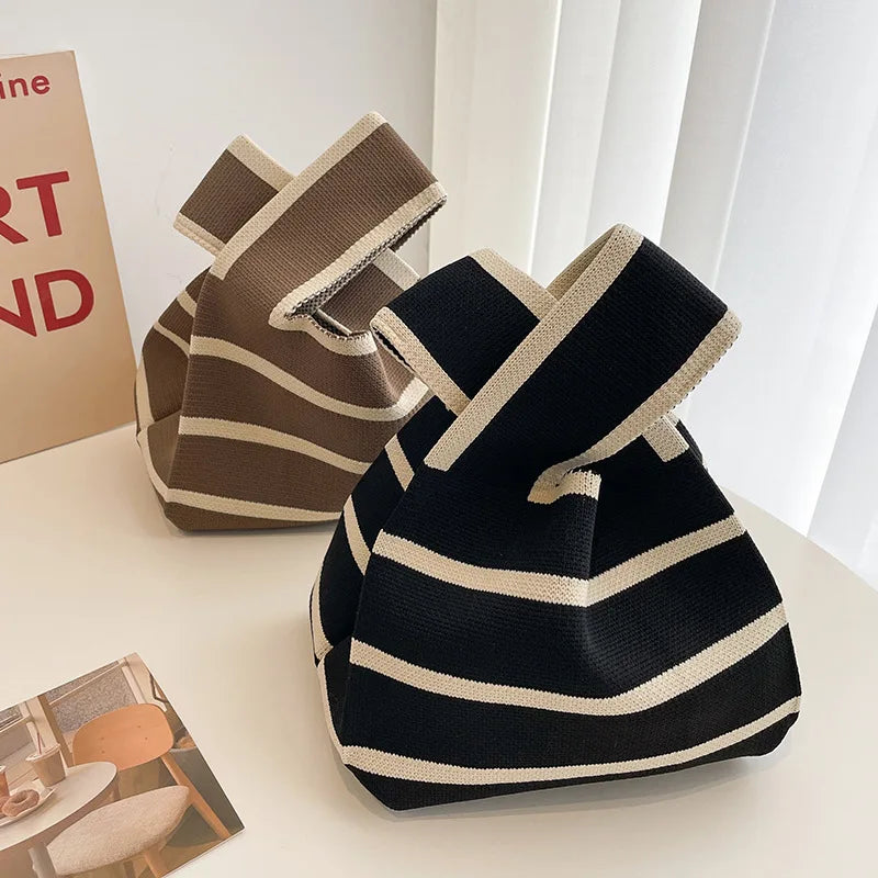 Artisan Knitted Shoulder Bag – Stylish Striped Purse