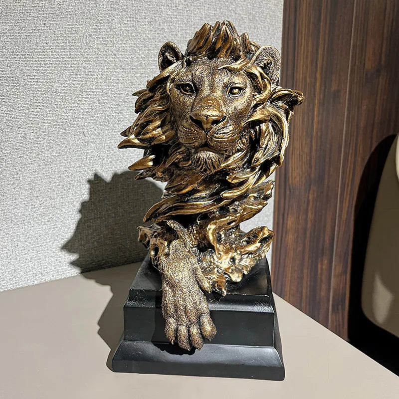 Aesthetic Nordic Resin Lion Statue – Vintage Luxury Home Decor