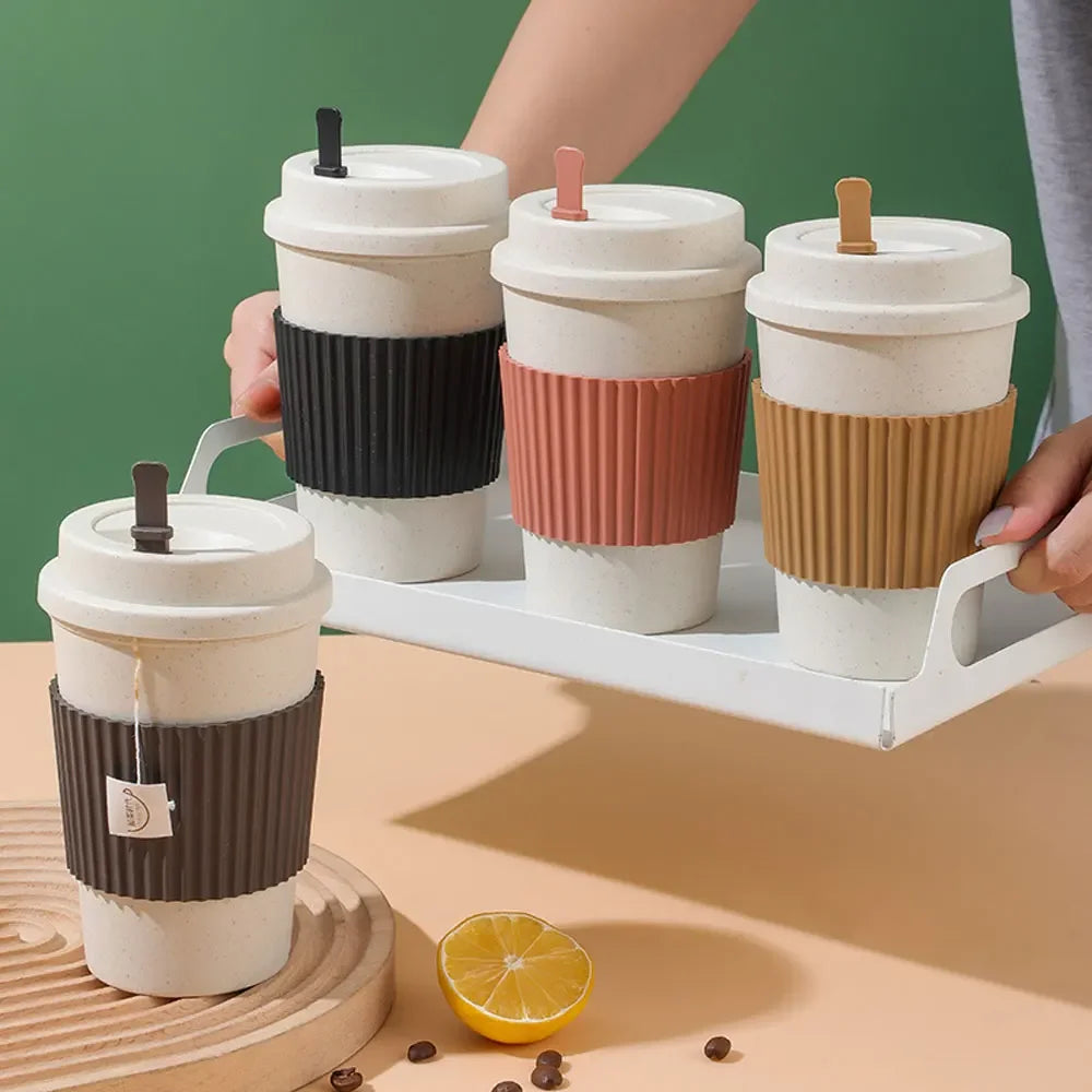 450ML Wheat Straw Travel Mug – Leak-Proof & Dishwasher Safe