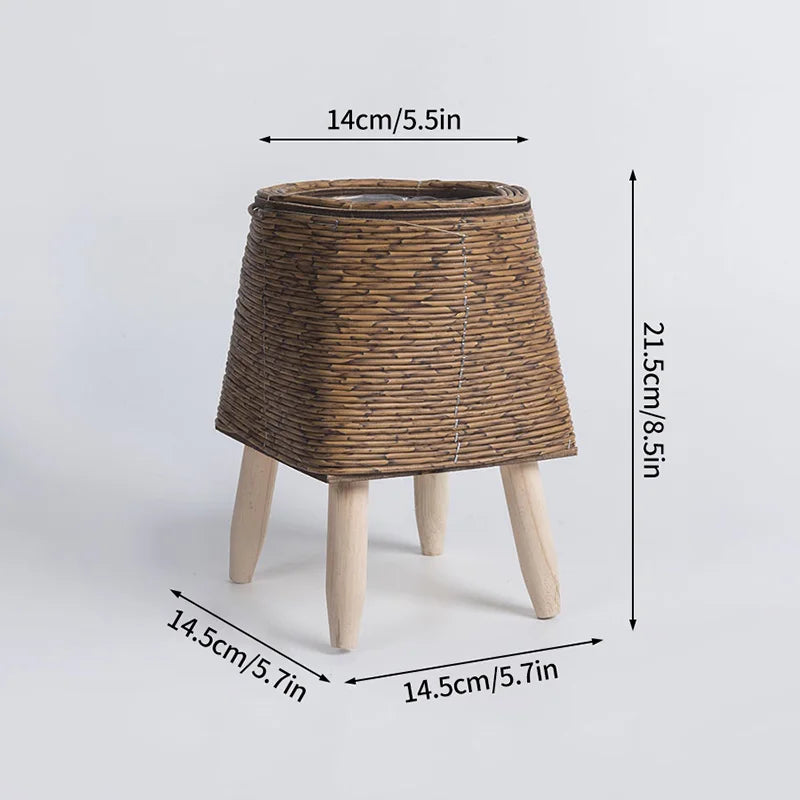 Nordic Woven Rattan Plant Stand – Creative Flowerpot Basket
