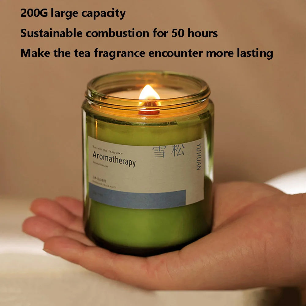 Green Glass Aromatherapy Candle  (White Tea, Velvet Rose, Coconut & More)