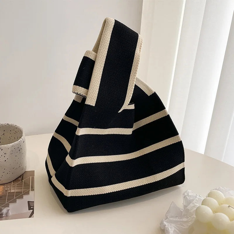 Artisan Knitted Shoulder Bag – Stylish Striped Purse
