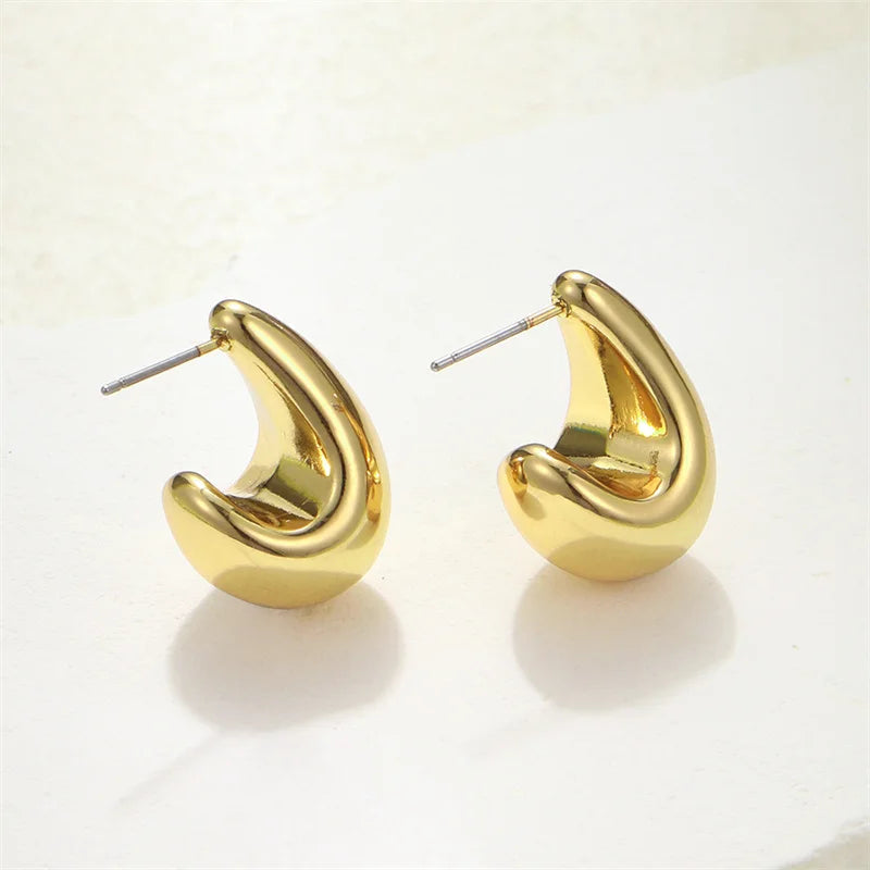 Gold Chunky Dome Drop Earrings – Bold Teardrop Statement Jewelry for Women