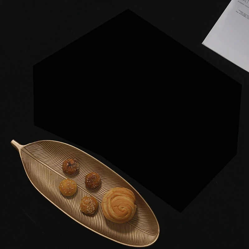 Nordic Gold Leaf Decorative Tray – Small Size