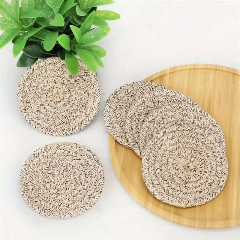 8-Piece Boho Cotton Drink Coasters – With or Without Holder