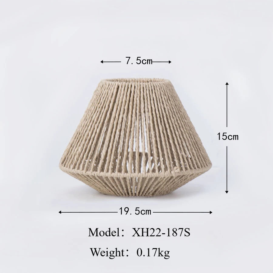 Hand-Woven Paper Rope Rattan Lampshade – Rustic Boho Lighting