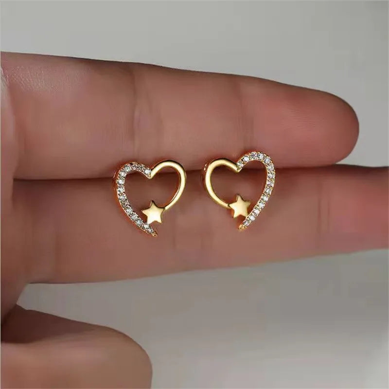 Retro Gold Multi-Circle Stud Earrings