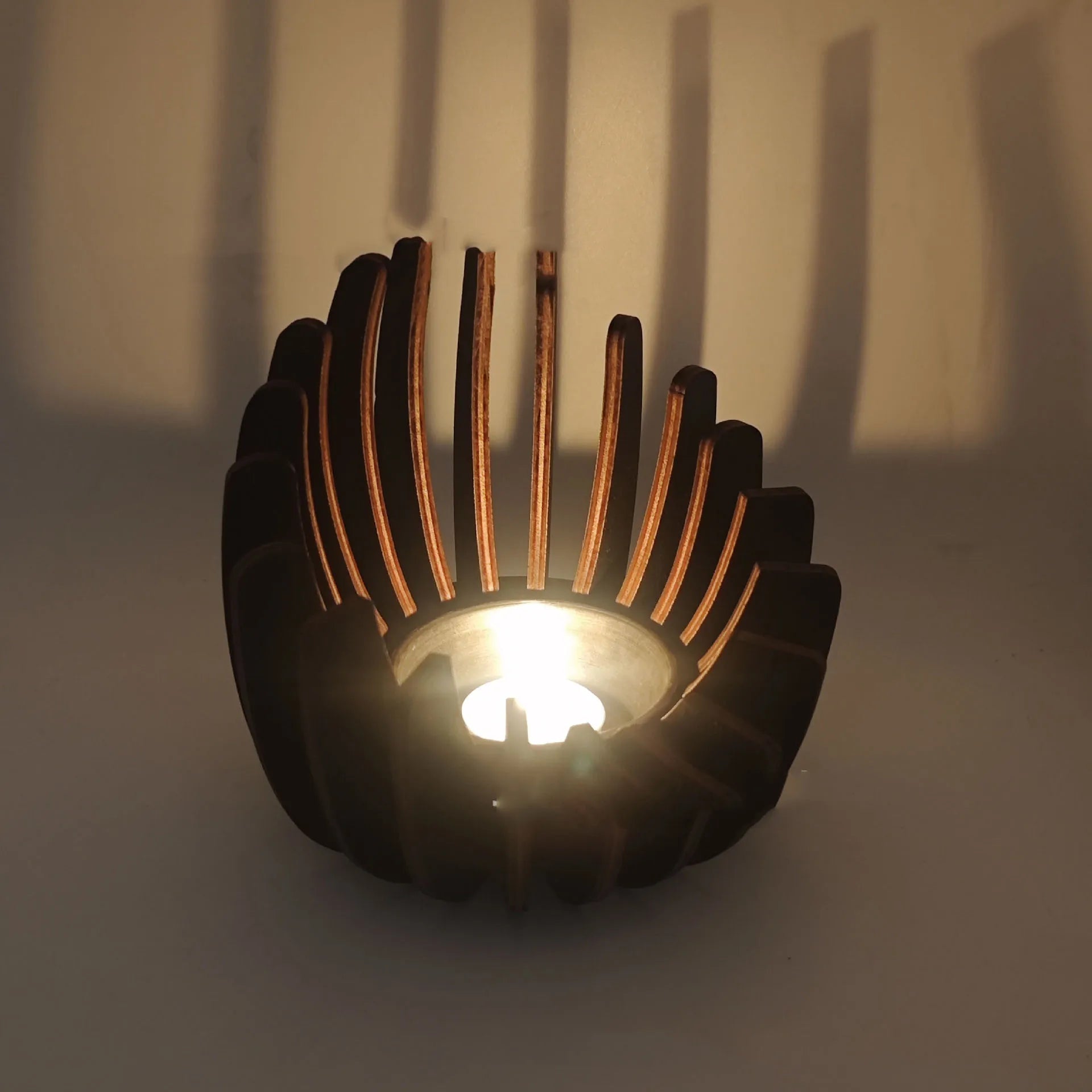 Handmade Wood Tea Light Holder - Natural Candle
