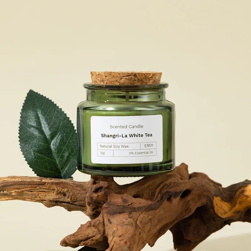 Green Soybean Wax Aromatherapy Candle – Smokeless Glass Cup