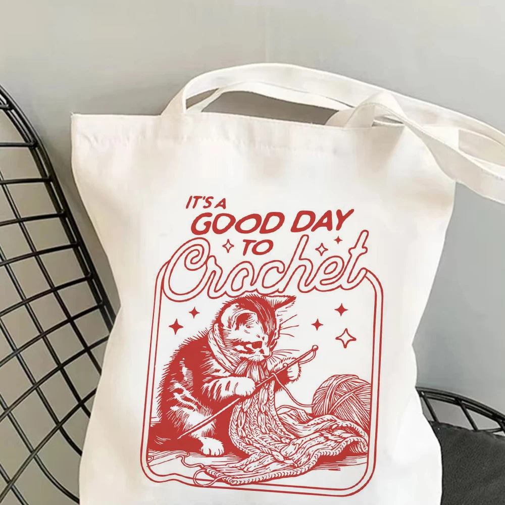 It’s A Good Day To Crochet” Tote Bag – Eco-Friendly Cotton Shopper