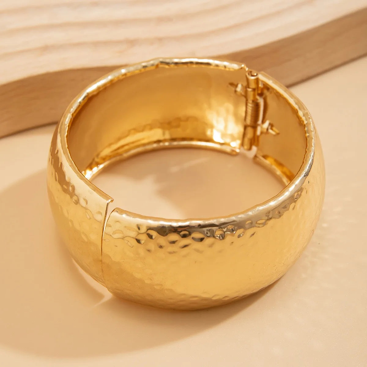 Bold Gold Cuff Bracelet – Irregular Glossy Bangle for Women & Men