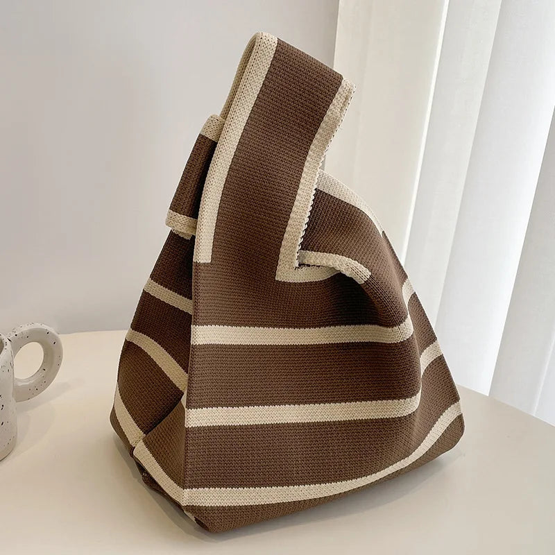 Artisan Knitted Shoulder Bag – Stylish Striped Purse