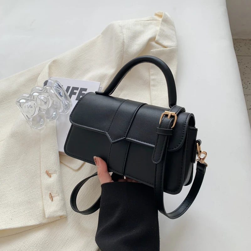 Black PU Leather Shoulder Bag – Vintage Crossbody Purse