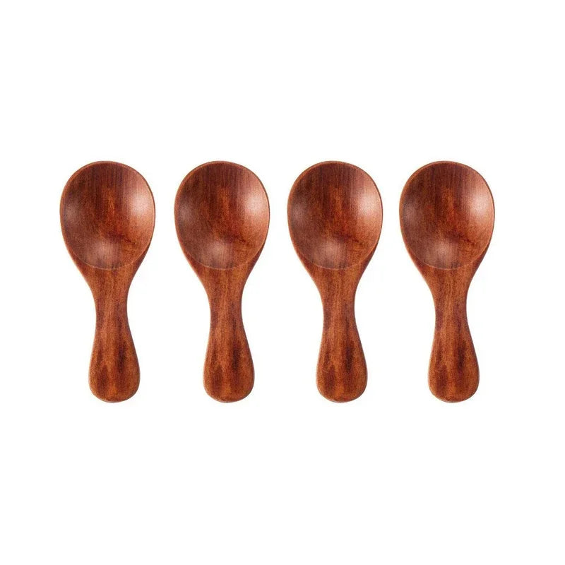 4pc Mini Wooden Spice Spoons – Condiment & Tea Scoops