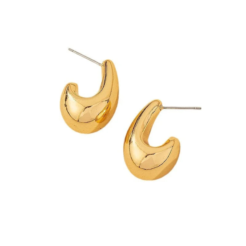 Gold Chunky Dome Drop Earrings – Bold Teardrop Statement Jewelry for Women