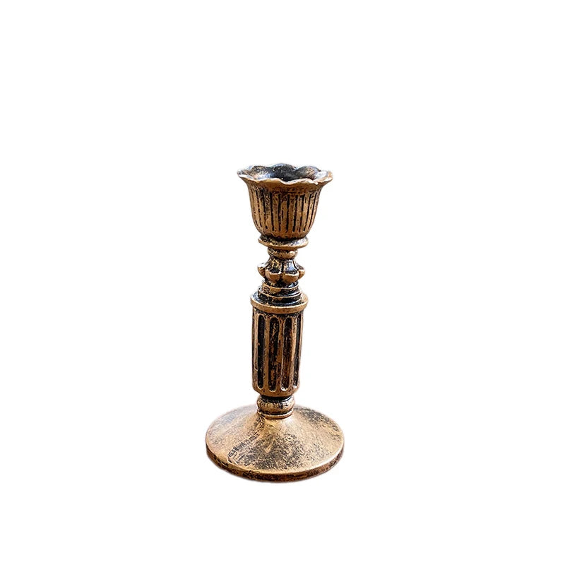 Vintage Resin Taper Candlestick Holder – Antique Bronze Wedding Décor