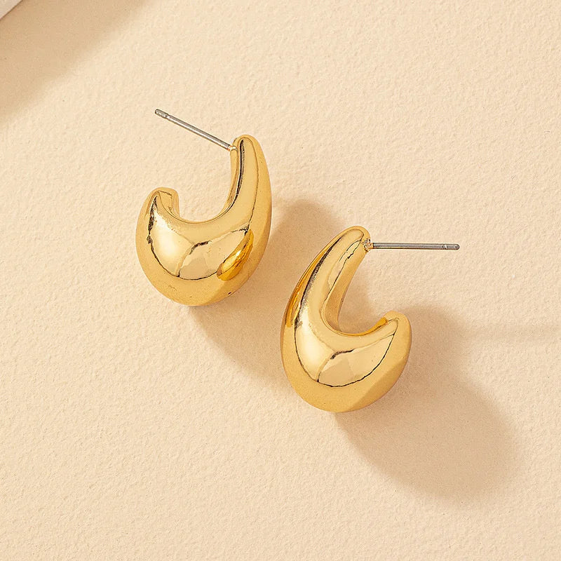 Gold Chunky Dome Drop Earrings – Bold Teardrop Statement Jewelry for Women
