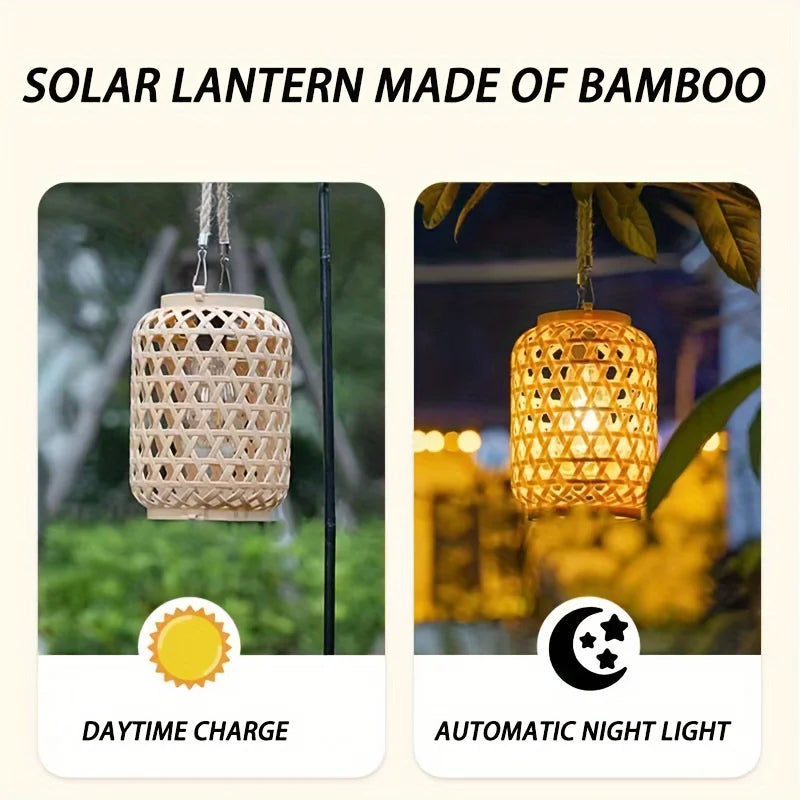 Solar Rattan Lantern – Waterproof & Rechargeable