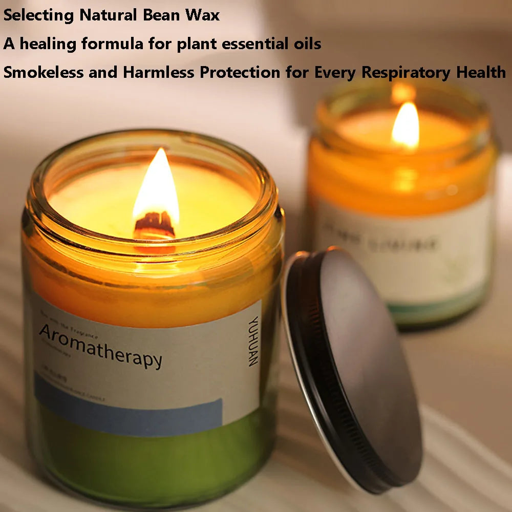 Green Glass Aromatherapy Candle  (White Tea, Velvet Rose, Coconut & More)