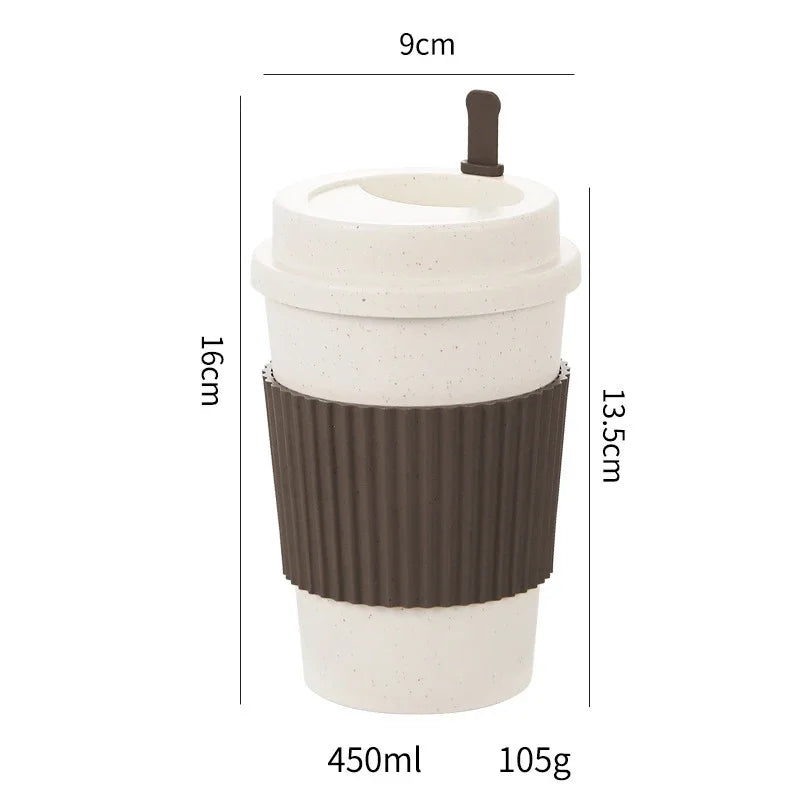 450ML Wheat Straw Travel Mug – Leak-Proof & Dishwasher Safe