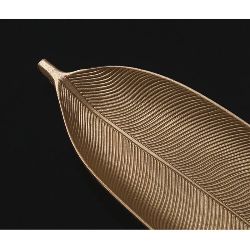 Nordic Gold Leaf Decorative Tray – Small Size